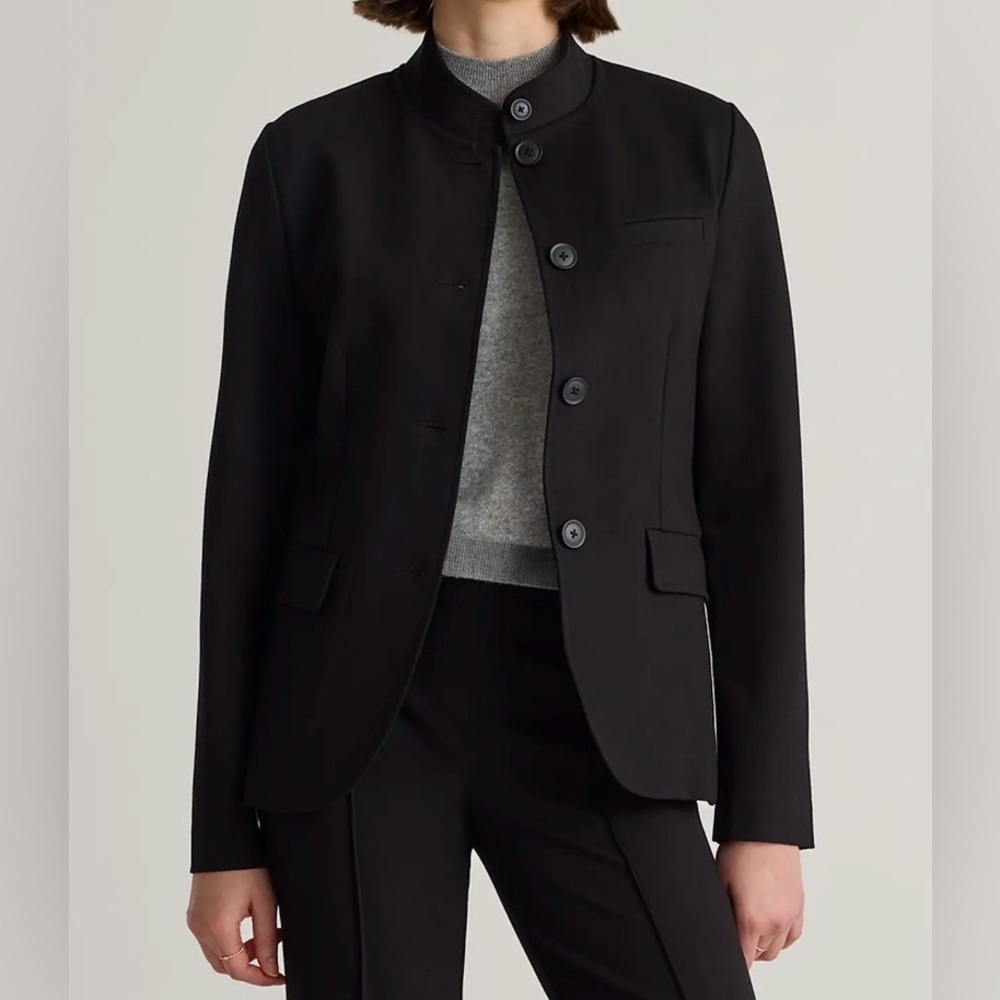 Quince Ultra Stretch Ponte Stand Collar Blazer Black Small NWOT Minimalist